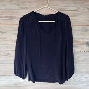 RARE Gerard Darel Navy Beaded Shoulder
Blouse Size 46 / US 14 $248